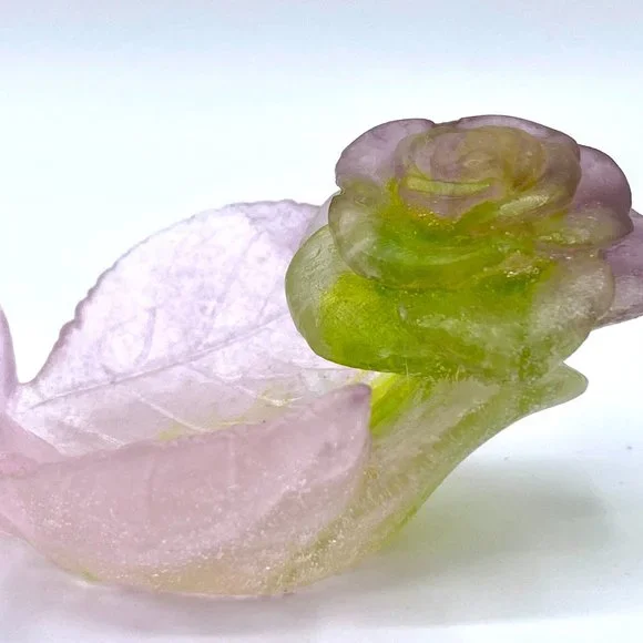 DAUM Pate de Verre Rose Vide Poche Small Ornamental Bowl French Art Glass MC1514 - Picture 2 of 10